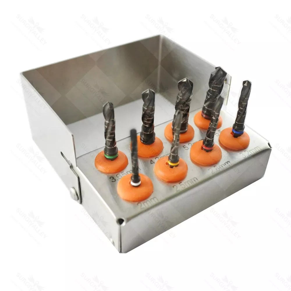 8pcs Dental Surgery Implant Drills Black Titanium Coated Hardened longer life CE