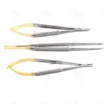 Set of 3 - Dental TC Castroviejo Micro Surgery Scissors 7" Needle Holder Forceps