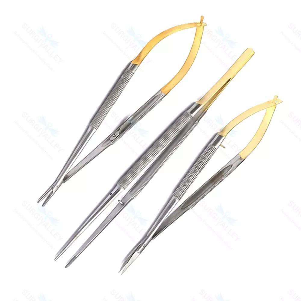 Set of 3 - Dental TC Castroviejo Micro Surgery Scissors 7" Needle Holder Forceps
