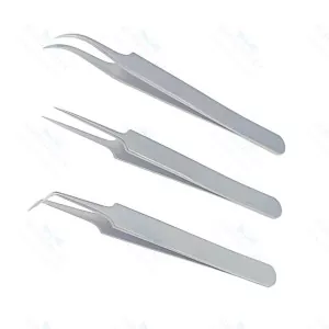 Set OF 3 Hair Transplant Forceps Angled,Straight And Round Fine Points (SV-10-1332)