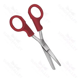 Nurses Bandage And Cloth Scissors Straight 145 mm Blunt Blunt Plastic Handles Red Non Sterile Reusable – surgivalley (002200020)