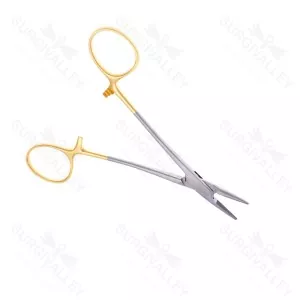 Single Use Disposable Converse Needle Holder Straight 15mm Vertically Serrated Jaws Large Rings Ratchet Lock (SV-10-817)