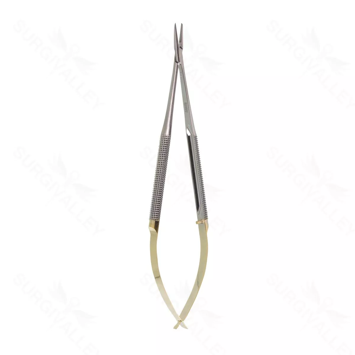 Jacobson slim-line needle holder 8 1/4" delicate straight, TC dusted jaws round handle, without lock titanium