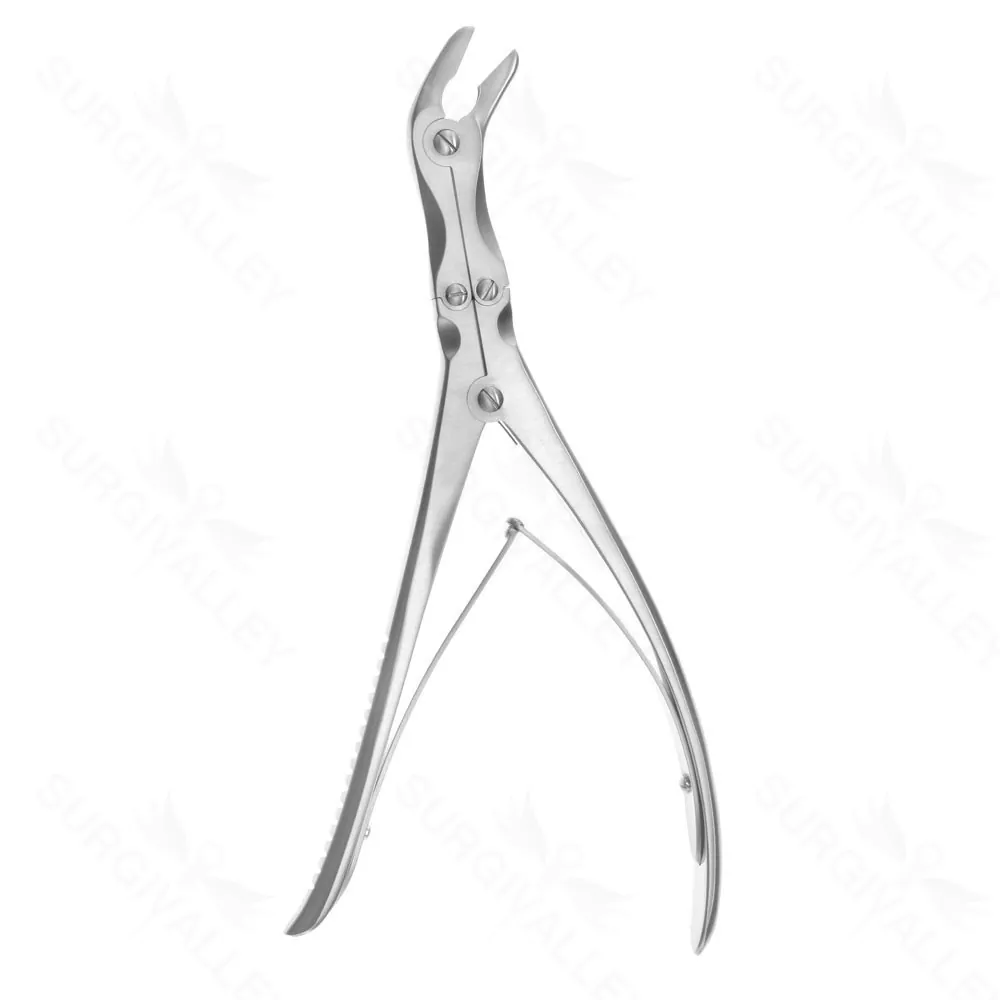 Leksell rongeur 9" double-action, slightly curved jaws 8.0mm x 16.0mm bite with teeth, spring handle