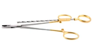 Corwin wire twister 6 1/8" heavy 10.0mm serrated TC jaws round tip, twisted center ring gold ring handle (024210040)