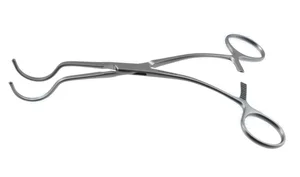 Dale inFem-Pop''anastomosis clamp 6 3/4" medium angled 1.9cm long atraumatic jaws ring handle (004050114)