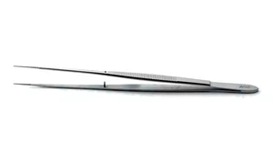 Gerald micro dressing forceps 10" delicate straight 1.0mm cross-serrated tips flat handle (027210622)