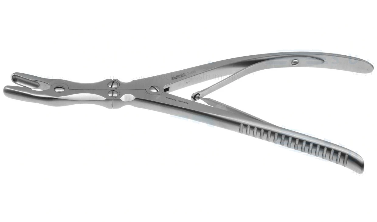 Leksell rongeur 9" double-action, slightly curved jaws 8.0mm x 16.0mm bite with teeth, spring handle