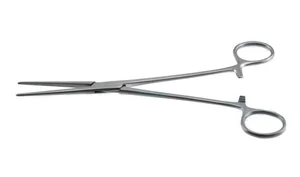 Olivecrona-Crafoord artery clamp forceps 8" straight serrated jaws ring handle (001050049)