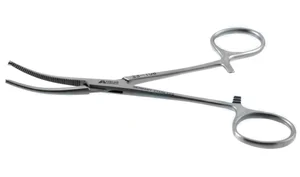 Rochester-Ochsner hemostatic artery forceps 5 1/2" delicate curved 1x2 teeth serrated jaws ring handle (001212875)