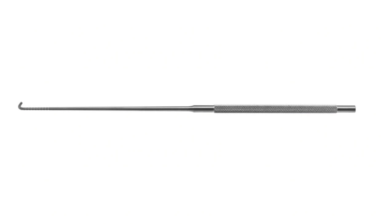 Vascular hook 9 1/2" angled 125º, graduated 6.0mm tip round handle