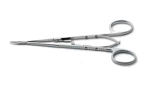 Diethrich needle holder 5 1/4" straight 1.0mm TC dusted jaws ring handle with spring lock (003210588)