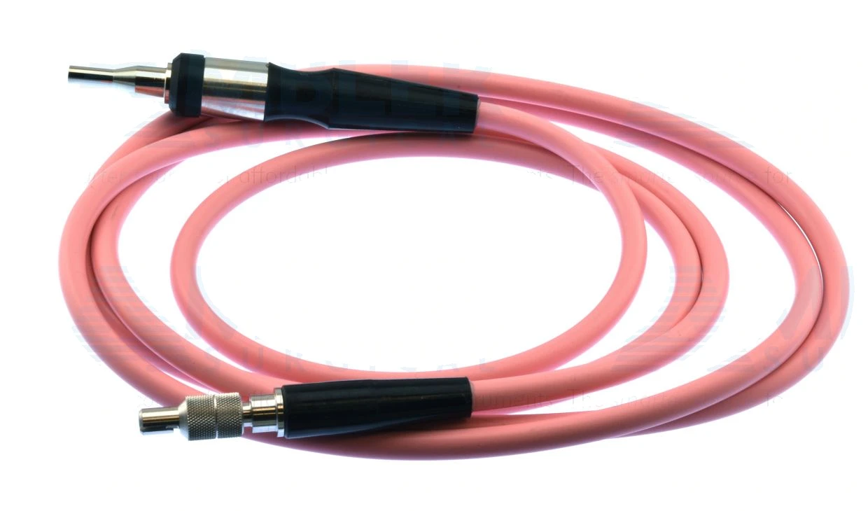 Fiberoptic light cable 8' length x 3.5mm bundle diameter, pink sheathing, Pilling scope / Pilling light source connectors