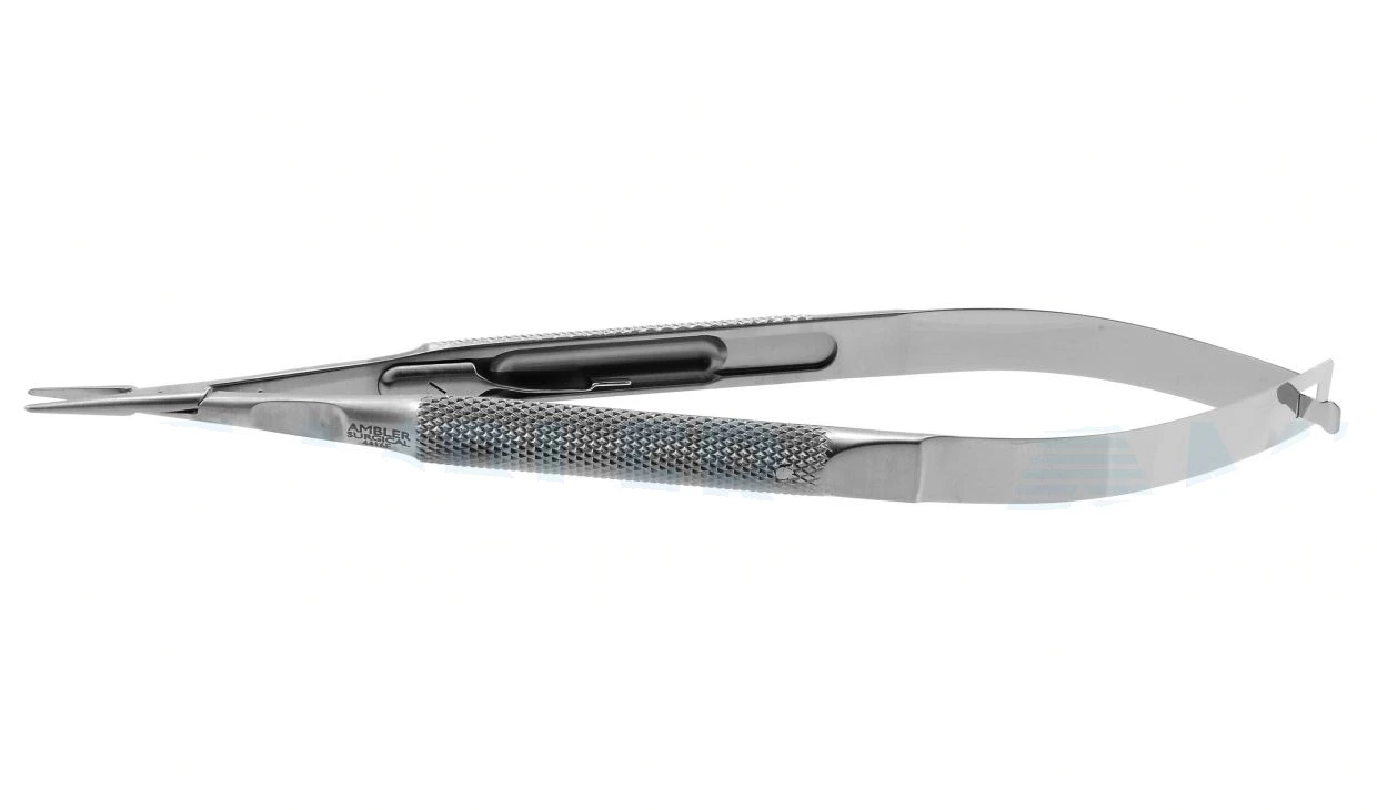 Barraquer needle holder 5 1/8" medium straight 9.0mm smooth jaws round handle with lock