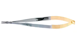 Castroviejo-Ryder needle holder 5 1/2" straight 1.0mm serrated TC jaws flat handle with lock (003050163)