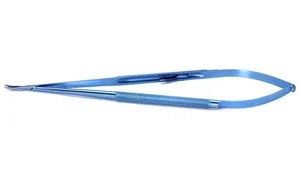 Jacobson slim-line needle holder 10" delicate curved, TC dusted jaws round handle with lock titanium (003050037)