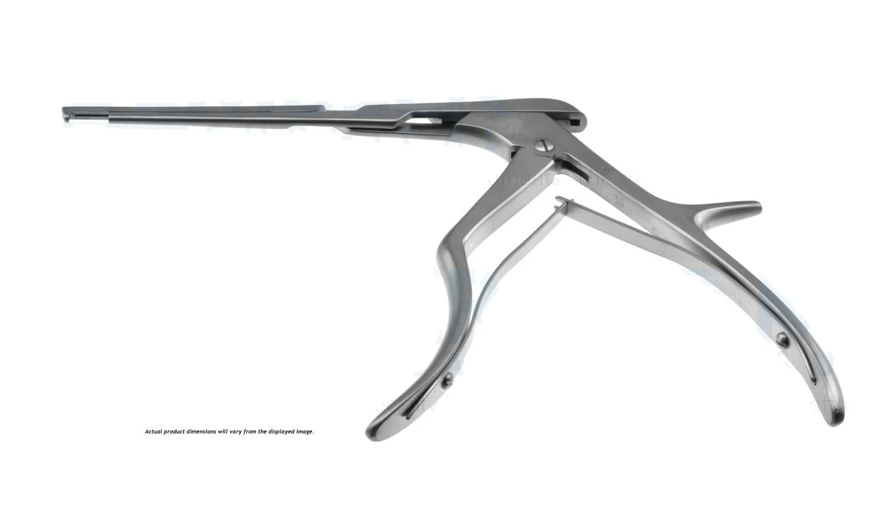 Spurling kerrison rongeur working length 150mm, thin footplate angled down 90º 2.0mm bite 15.0mm opening large handle