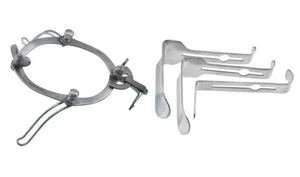 O'Sullivan-O'Connor self-retaining vaginal speculum, complete set includes: frame 2 lateral blades, and 3 center blades - 5/8"x 1 3/4" 1 1/2"x 3 1/3" and 1 3/4"x 3 1/2" (090090016)