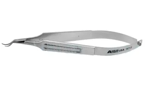 Castroviejo corneal section scissors 4 7/8" mini model curved left 10.0mm blades blunt tips wide flat handle (002040164)