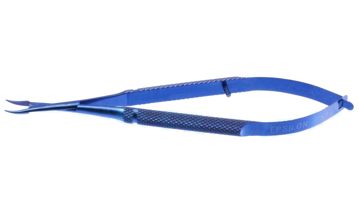 Combination needle holder/scissors curved jaws round handle titanium