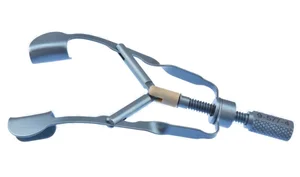 D&K lid speculum pediatric size 9.6mm closed solid blades, nasal approach, adjustable thumb-screw tension titanium (010040105)