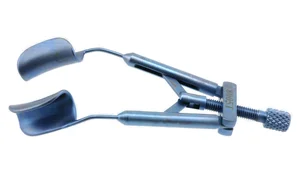 Freeman lid speculum 2 3/4" adult size 15.0mm solid blades, temporal approach titanium (010040037)