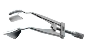 Olivieri Cantera lid speculum 2 7/8" adult size 14.0mm solid blades with notches, nasal approach, adjustable thumb-screw tension (010040050)