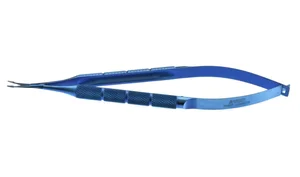 Snead needle holder/suture scissors 5 1/2" curved, TC dusted jaws round handle, without lock titanium (002040244)