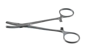 Meniscus clamp forceps 5 3/8" angled serrated jaws ring handle – surgivalley (001210305)