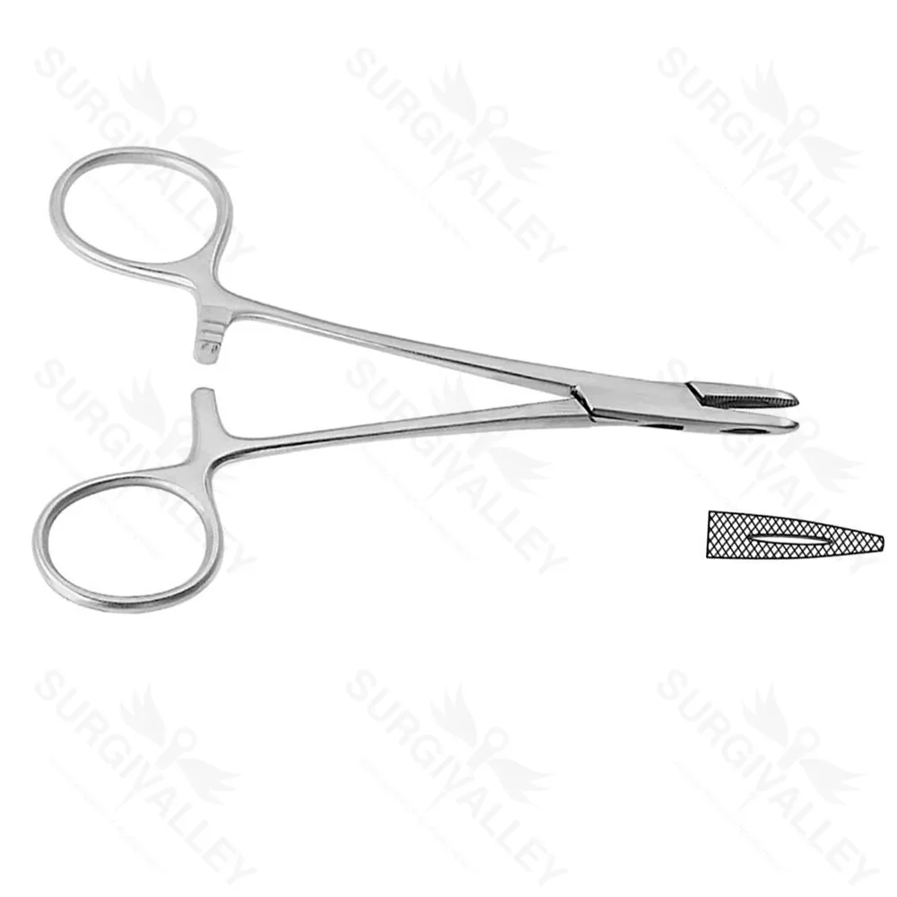 Collier Needle Holder Fenestrated Jaw Ratcheted Handle Lock