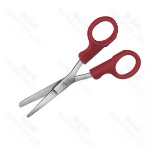 Nurses Bandage And Cloth Scissors Straight 145 mm Blunt Plastic Handles Red Non Sterile Reusable – surgivalley (SV-10-1205)